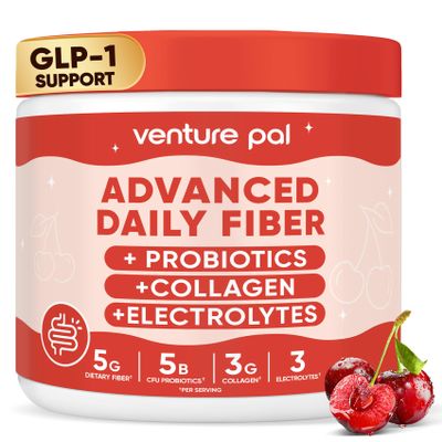 6-in-1 Daily Prebiotic Fiber Powder for Gut & Digestive Health, GLP-1 Friendly, Sugar Free Fiber Supplement Powder with Probiotics, Collagen Peptides & Electrolytes - For Women & Men - 7.8 OZ