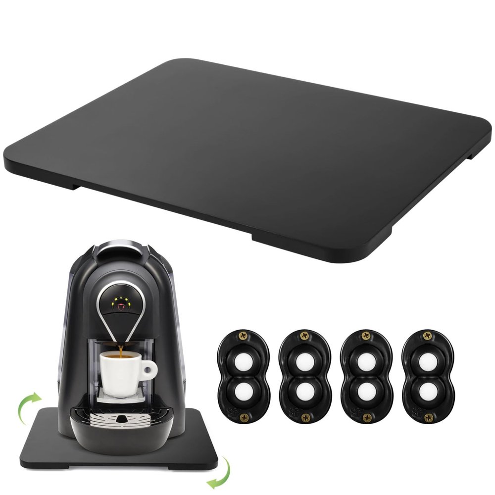 360 Appliance Rolling Tray, Wood Slider for Kitchen Use, Wooden Base with Swiveling Wheels & Easy Grip Handles, for Coffee Makers and Air Fryers