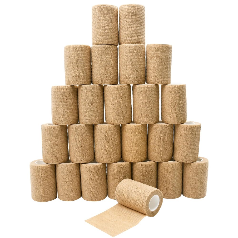 24pcs Self Adhesive Bandage Wraps, 3in 5 Yards Skin Color, Vet Wrap for Sports, Wrist, Ankle and Swelling