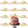 10 Pcs Happy Thanksgiving Cake Topper Fall Theme Cake Decoration Acrylic Gold Cupcake Topper Cake Picks Desserts Decor for Thanksgiving Day Autumn Wedding Birthday Party Supplies view 1