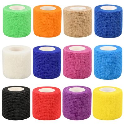 12pcs Self Adhesive Bandage Wraps, 2in 5 Yards 12 Colors, Vet Wrap for Sports, Wrist, Ankle and Swelling (2 inch, 12 Color, 12pcs)