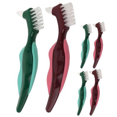 Didiseaon 6pcs Denture Cleaning Brush: Dual Head Denture Toothbrush for Seniors Portable False Teeth Care Gum Massaging Tool for Travel