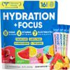 Venture Pal 2-in-1 Hydration Packets + Focus Support Electrolytes Powder, 7 Electrolytes + Vitamins, Magnesium, Lion's Mane & L-Theanine | Sugar Free Liquid Daily IV Drink Mix, Vegan, Keto, 16 Sticks view 1