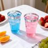 100 Pcs Silver Rimmed Plastic Tumblers - 16 oz Clear and Silver Rim Plastic Wine Cups, Big Size Fancy Disposable Party Cup Beverage Drinking Cup for Easter, St. Patrick's Day, Party, Wedding view 2