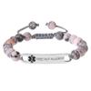 Emergency Medical Bracelets Adjustable Tree Nut Allergy Pink Zebra Stone Beaded Crystal Bracelet Birthday Gifts for Men, 7" to 11.5" view 1