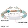Emergency Medical Bracelets Adjustable Tree Nut Allergy Pink Zebra Stone Beaded Crystal Bracelet Birthday Gifts for Men, 7" to 11.5" view 2