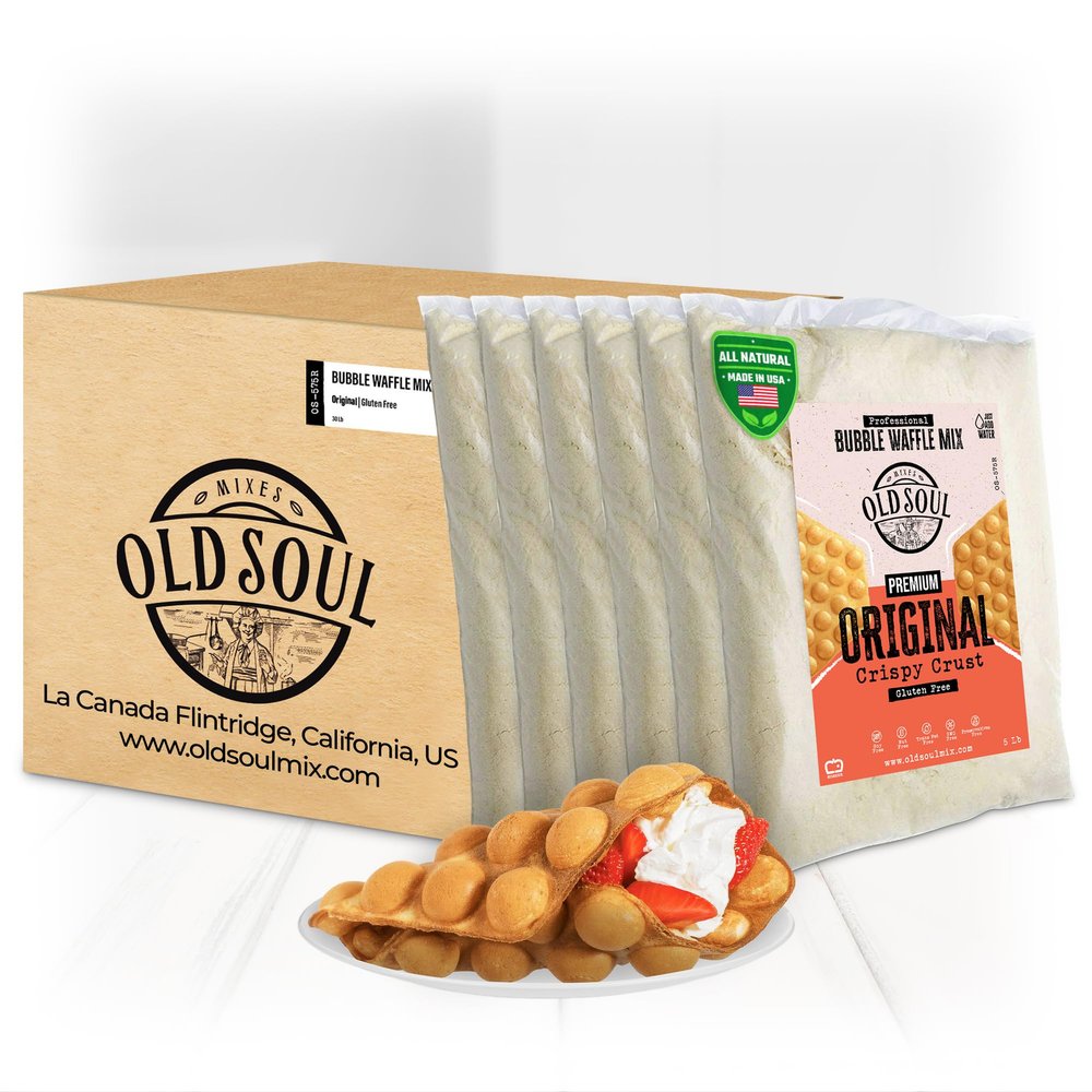 OldSoul Baking Mix | Dough Mix | Bubble Waffle Batter Mix | Original Flavor | GLUTEN FREE | 30 Lbs | 168 Big Waffles (30 Lbs, Gluten Free)