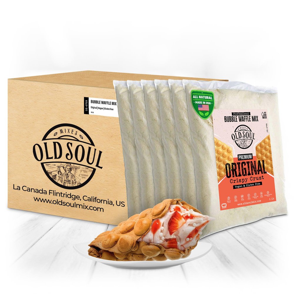OldSoul Baking Mix | Dough Mix | Bubble Waffle Batter Mix | Original Flavor | GLUTEN FREE & VEGAN | 30 Lbs | 168 Big Waffles (30 Lbs, Gluten Free & Vegan)