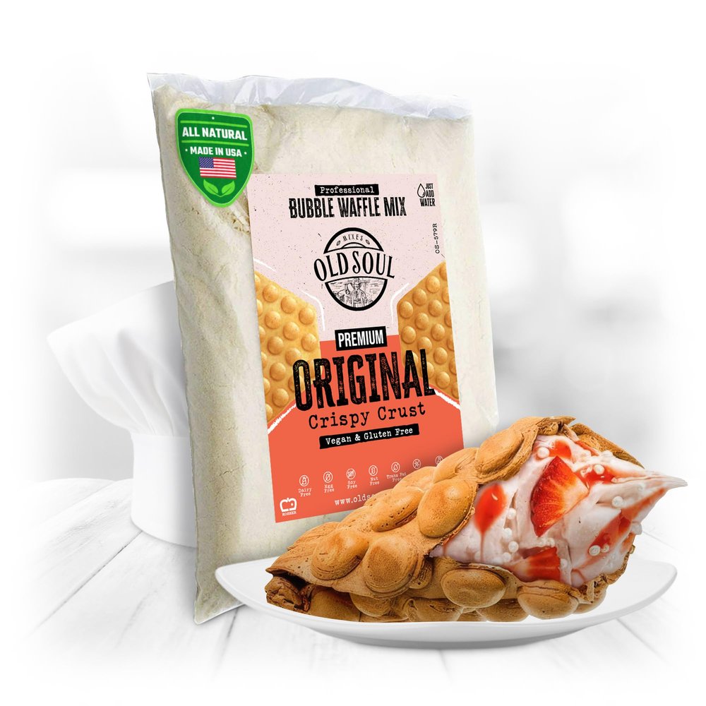 OldSoul Baking Mix | Dough Mix | Bubble Waffle Batter Mix | Original Flavor | GLUTEN FREE & VEGAN | 5 Lbs | 28 Big Waffles (5 Lbs, Gluten Free & Vegan)
