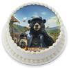 Funny Moonshine Bear Cake Topper Rustic Party Decoration with Cool Bear, Bees & Backyard Vibes for Birthdays & BBQs (Fits 6 Inch round cake or larger) view 2