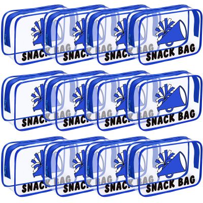 Yeyeplum 12 Pcs Cheer Snack Bags for Team Gifts Goodie Snack Bags PVC Waterproof Clear Pouch with Zipper for Cheer Team Gifts Cheerleader Party Favors