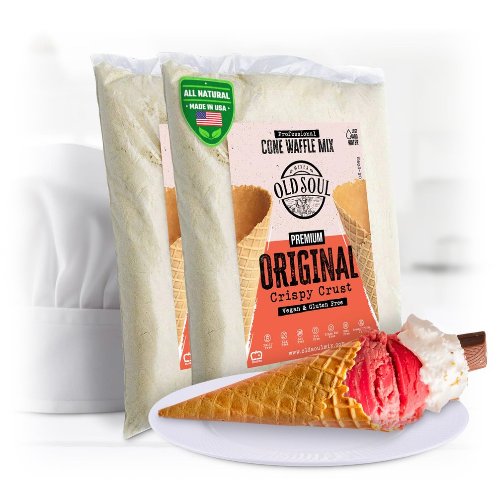 OldSoul Professional Cone Waffle Mix | Original Flavour | Batter Mix | GLUTEN FREE & VEGAN | 10 Lbs | 224 Waffles (10 Lbs, Gluten Free & Vegan)