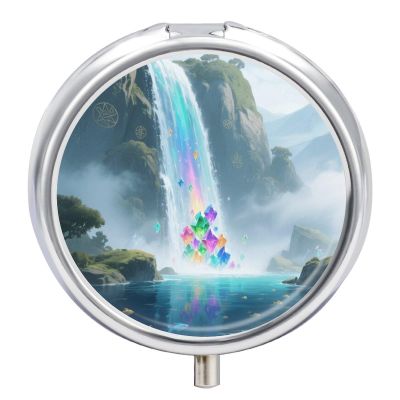 Nutritional Supplement Box Magic Waterfall Printed Daily Portion Box Portable Three Compartments Suitable for Travel and Commuting