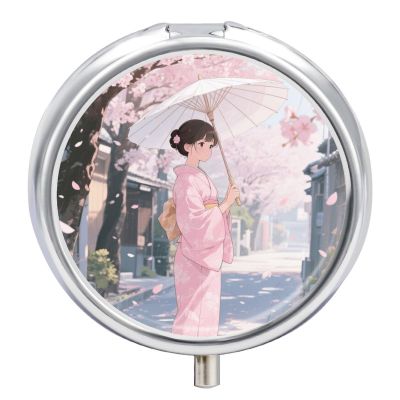 Nutritional Supplement Box Kimono Girl Printed Daily Portion Box Portable Three Compartments Suitable for Travel and Commuting