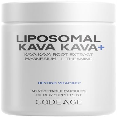 Codeage Liposomal Kava Kava+ Supplement - 500 mg 30% Kavalactones with Magnesium Glycinate - Magnesium Oxide - L-Theanine - Liposomal Delivery - Non-GMO - 60 Capsules