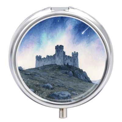 Nutritional Supplement Box Hilltop Castle Printed Daily Portion Box Portable Three Compartments Suitable for Travel and Commuting