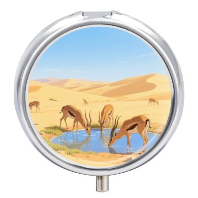 Nutritional Supplement Box Antelope Drinking Water Printed Daily Portion Box Portable Three Compartments Suitable for Travel and Commuting