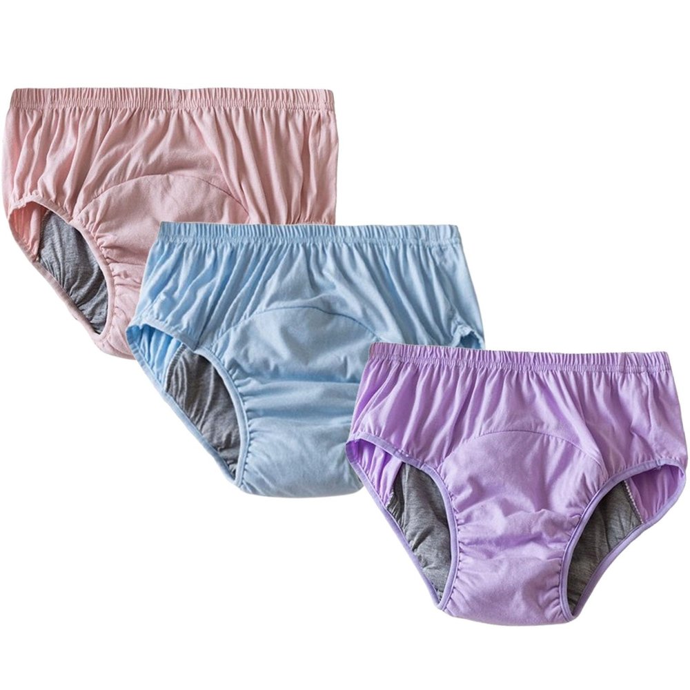Adult Cloth Diapers for Women,Leakproof Panties for Adults Incontinence Washable Reusable Cotton Diaper TPU Waterproof Incontinence Nappy Underwear(Light Pink+Purple+Blue,3XL)