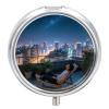 Nutritional Supplement Box Starry Sky City Rooftop Printed Daily Portion Box Portable Three Compartments Suitable for Travel and Commuting view 1