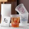 100 Custom Disposable Cups,Personalized Frosted Plastic Reusable Party Cups,Customized Party Modern Wedding Bridal Shower cups,printed with your corporate logo or any other image you want (7oz) view 2