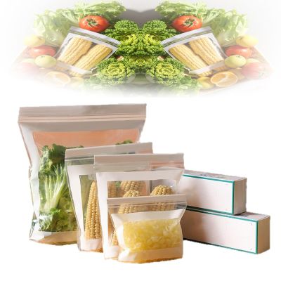 Food Grade Fresh-Keeping Bags, Plastic Produce Bags, Food Storage Bags, Household Separate Storage Bag, Reusable Slider Freezer Bags Refrigerator Storage for Fruit Vegetable Kitchen (4 Set)
