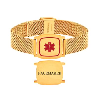 Zircobic Lightweight Waterproof Stainless Steel Medical Alert Bracelet Laser Engraved Pacemaker ID, Durable & Comfortable for Everyday Use