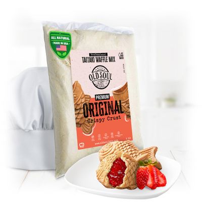 OldSoul Professional Taiyaki Waffle Mix | Crispy | Original Flavor | Dough Mix | 5 Lbs | 84 Waffles (5 Lbs, Traditional)