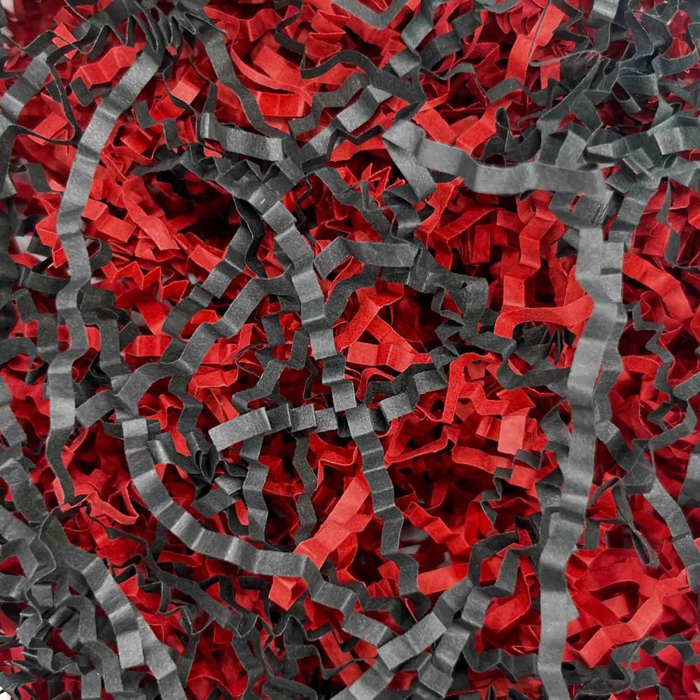 10LB Black Red Crinkle Cut Paper Shred Filler, Paper Shreds for Basket Fillers, Birthday, Gift Wrapping, Anniversary, Wedding, Halloween, Fiesta Stranger Theme, Christmas Gift Decor Party Filler