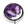 Beautiful Butterfly Pill Box for Pocket or Purse, 3 Compartment Small Pill Case, Portable Travel Pill Organizer Daily Pill Container with Mirror Metal Medicine Case Unique Gift view 1