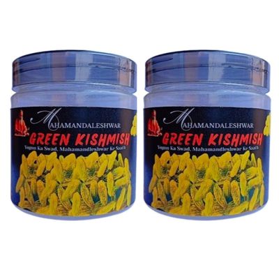 Premium Green Raisins 500g (2x250g) Mahamandaleshwar | Seedless Indian Kishmish | Handpicked, Aromatic & Sweet | Traditional Dry Fruit