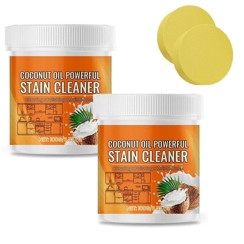 Coconut Oil Kitchen Cleaning & Polishing Paste, Multi-purpose Coconut Oil Cleaning & Polishing Paste, Stainless Steel Coconuts Oils Cleaning Paste for Pots,Pans,Oven,Cookware (2, 100g)