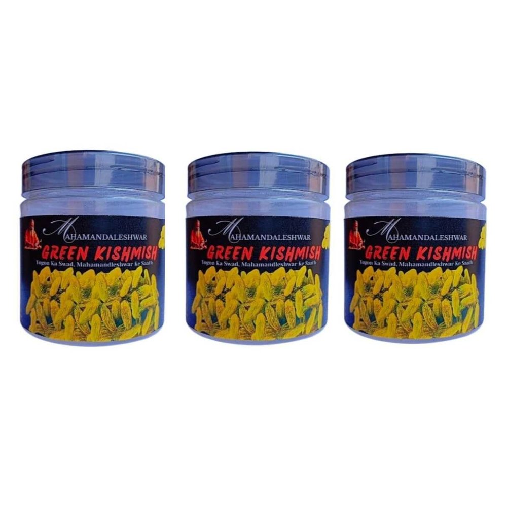 Premium Green Raisins 3x250g Mahamandaleshwar | Handpicked, Naturally Sweet Kishmish | Authentic Indian Taste & Aroma