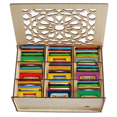 Twinings Tea Sampler Collection 80 Tea Bags, 22 Flavors/Assorted Tea, Gift Set in Decorative Bamboo or MDF Box Tea Organizer Included Ideal for Home, Office, Family & Friends (White MDF Box)