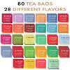 Tea Sampler Gift Box 80 Tea Bags, 28 Flavors White MDF Wooden Organizer Variety Pack for Family, Friends, Coworkers view 3