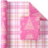 EWES Pink Christmas Wrapping Paper 3 Rolls Set,Aesthetic Elegant Heavy Duty Premium Princess Girls Girly Gift Wrap,Cute Reindeer,Snowflake,Christmas Tree,Silver Reversible,Total 48.6sq.ft view 4