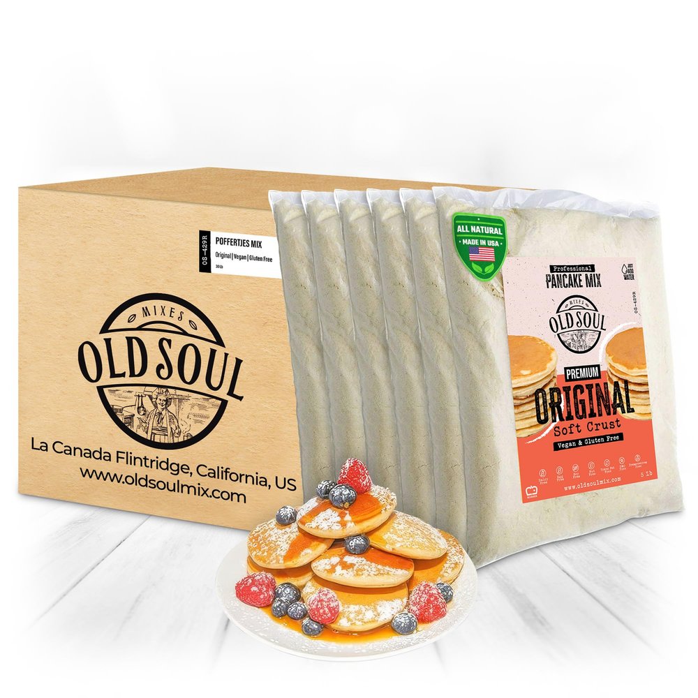 OldSoul Professional Poffertjes Mix | Mini Dutch Pancakes Dough Mix | Original Flavour (30 Lbs, Gluten Free & Vegan)