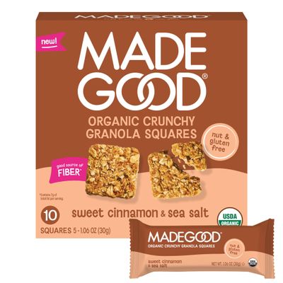 MadeGood Sweet Cinnamon & Sea Salt Crunchy Granola Squares (5 Count)