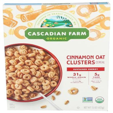 Cascadian Farm Cereal Cinnamon Oat Clusters Original 15 oz (Pack of 10)