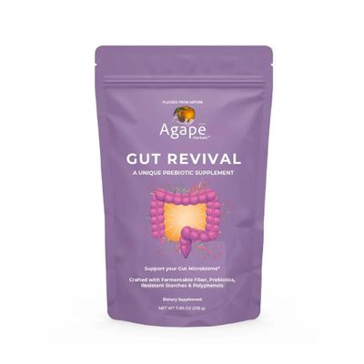 All In Nutritionals Agap Herbals Gut Revival Vegan Prebiotic Fiber Superfood Powder (7g Fiber/Serving) Solnul Resistant Potato Starch, Acacia Gum, Yacon Root, Kefir Grains, Inulin 1 Jar