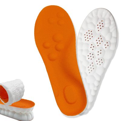 2026 New Steppers Insoles for Men & Women,4D Cloud Massage Memory Foam Insoles with Arch Support for All-Day Comfort(Orange, Men 10 / Women 11)
