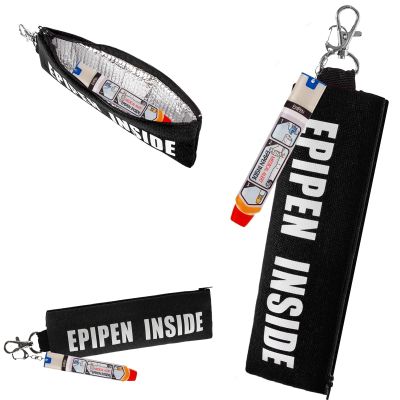 1 Pack EpiPen Carry Case, Insulated Epipen Carrying Case with 1 PCS Label, Slim Epi Pen Case Fits 1 EpiPen, Asthma Inhaler, Auvi-Q, Allergy Medication, Travel EpiPen Holder for Adults or Kids(Black)