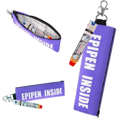 1 Pack EpiPen Carry Case, Insulated Epipen Carrying Case with 1 PCS Label, Slim Epi Pen Case Fits 1 EpiPen, Asthma Inhaler, Auvi-Q, Allergy Medication, Travel EpiPen Holder for Adults or Kids(Purple)