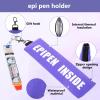1 Pack EpiPen Carry Case, Insulated Epipen Carrying Case with 1 PCS Label, Slim Epi Pen Case Fits 1 EpiPen, Asthma Inhaler, Auvi-Q, Allergy Medication, Travel EpiPen Holder for Adults or Kids(Purple) view 3