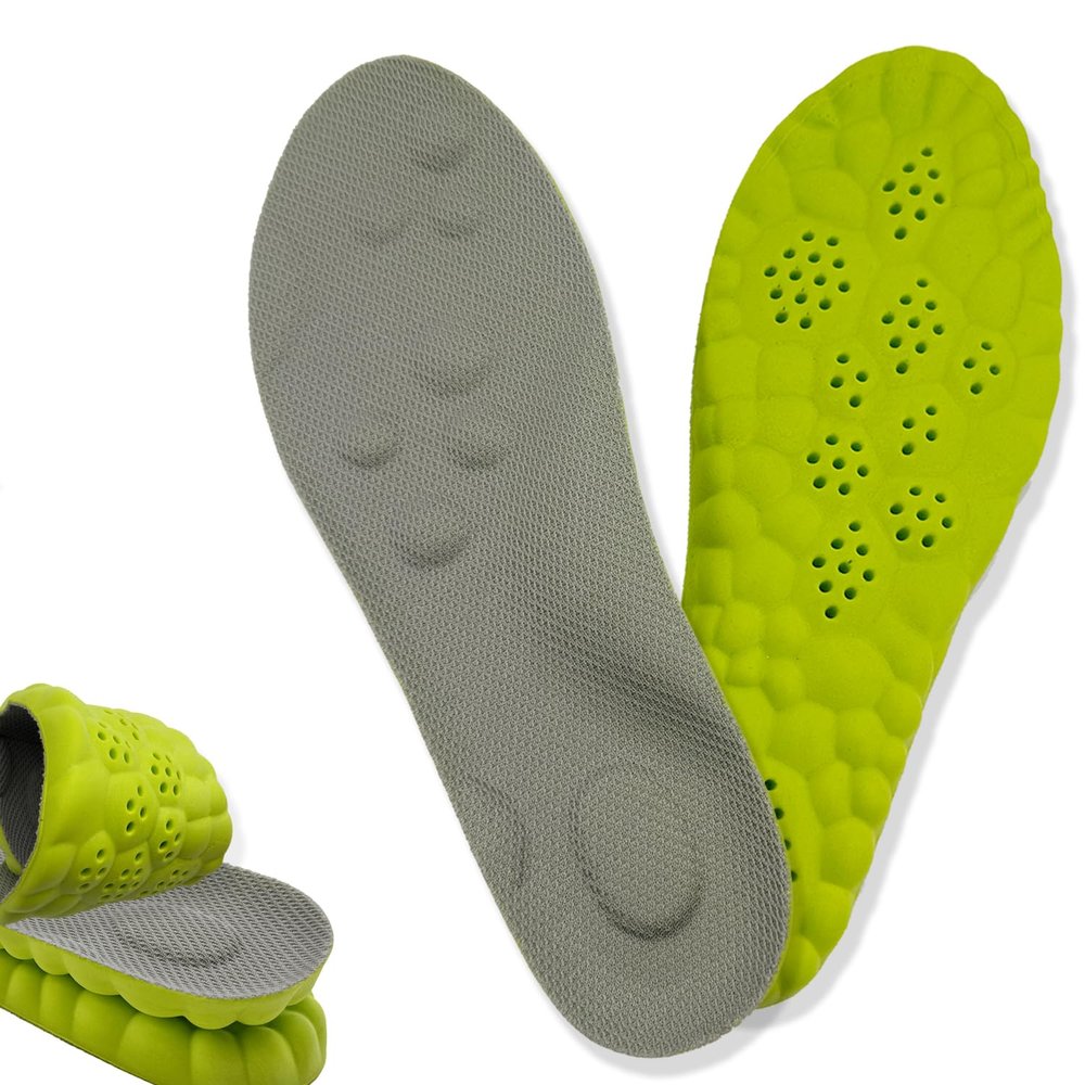 4D Cloud Massage Shoe Insoles for Women Men, Memory Foam Insoles with Arch Support for All-Day Comfort(Green, Men 8 / Women 9)