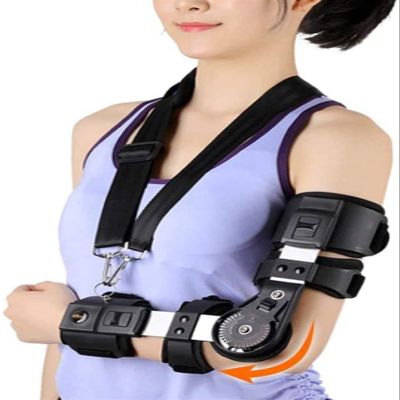 TBLOTYD Hinged Elbow Brace, Adults Arm Elbow Splint Immobilizer Brace, Adjustable Elbow Fixator Orthosis, for Elbow Fracture Rehabilitation,Right