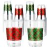 100 Pcs Christmas Plastic Cups 16 oz Xmas Red and Green Plaid Disposable Plastic Cups Christmas Clear Cocktail Glasses for Wedding Winter Candy Beverage Juice Drinking Snacks Coffee Party Supplies view 1
