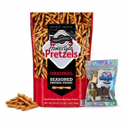 Dots Homestyle Original Seasoned Pretzel Twists, 35 oz (2 lbs 3 oz) Bold & Savory Crunchy Snack Resealable Bag Includes Candy Freezer Freeze Dried Ice Cream Bites