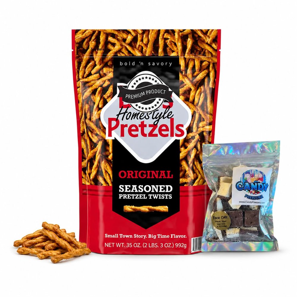 Dots Homestyle Original Seasoned Pretzel Twists, 35 oz (2 lbs 3 oz) Bold & Savory Crunchy Snack Resealable Bag Includes Candy Freezer Freeze Dried Ice Cream Bites