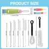 10 Pcs Bottle Brush and Lid Cleaning Brush Set, Long Water Bottle Straw Cleaner Brush for Wine Decanter Narrow Neck Bottles, Home Kitchen Crevice Brush Tools view 2