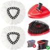 4-in-1 Mop Heads Replacements for O Cedar EasyWring 1 Tank System, Includes 1 Base | 1 Scrub Brush Head | 2 Spin Mop Heads, Full Set Mop Replace Heads for Cleaning Home, Bathroom & Kitchen